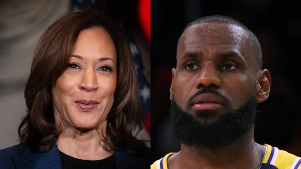 Kamala Harris, LeBron James (Harry How/Getty Images/Roberto Schmidt/AFP)